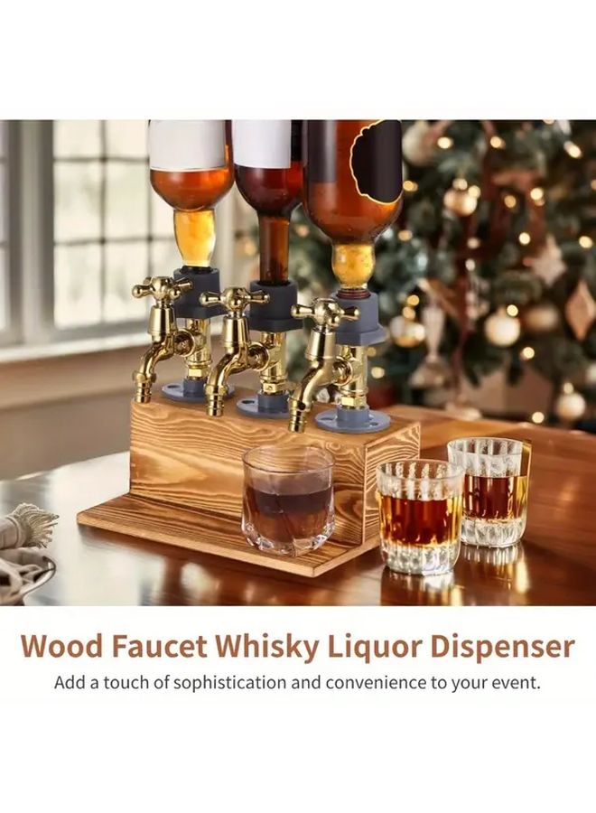 Dark Wood Grain Whiskey Dispenser With Double Outlet Rustic Bar Decor Gift - Image 1